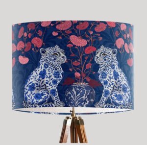 Chinoiserie Leopard Twins Blue 16×10