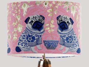 Chinoiserie Pug Twins Pink Lamp Shade