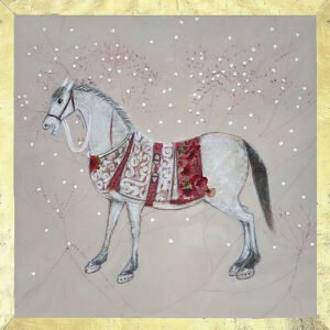 Equestrian Elegance Tapestries of Time ROSE 18×18