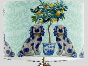 Staffordshire Dog Twins and Lemon Tree Lamp Shade