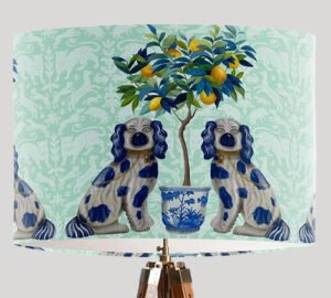 Staffordshire Dog Twins and Lemon Tree Lampshade