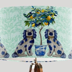 Staffordshire Dog Twins and Lemon Tree Lamp Shade