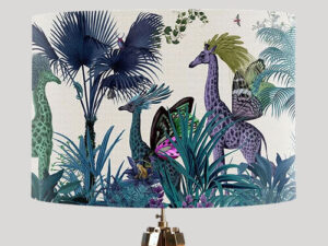 Tropical Giraffes Blue Lamp Shade