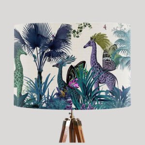 Tropical Giraffes Blue Lampshade 12×8