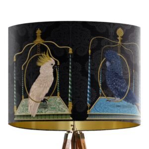Lamp Shade Parrot Swings on Charcoal