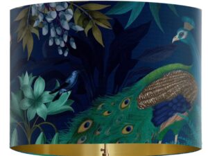 Lamp Shade Peacock Garden on Blue