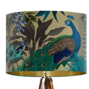 Lamp Shade Peacock Garden on Gold