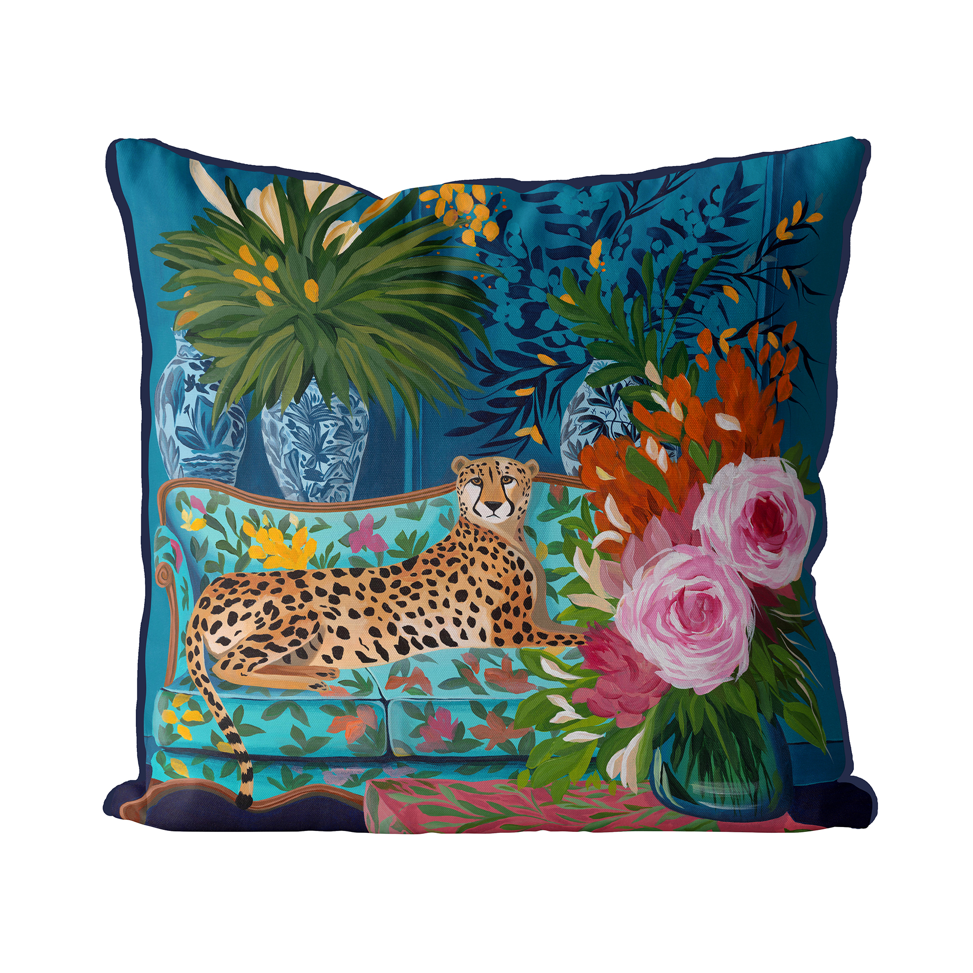 Lady of The Blue Room Cushion Cover Choice of Cotton or Luxury Velvet