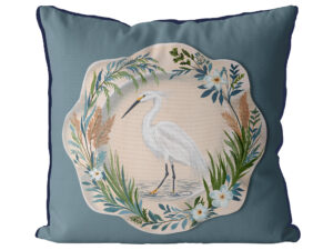 The Aviary Table Egret Cushion Cover Choice of Cotton or Luxury Velvet