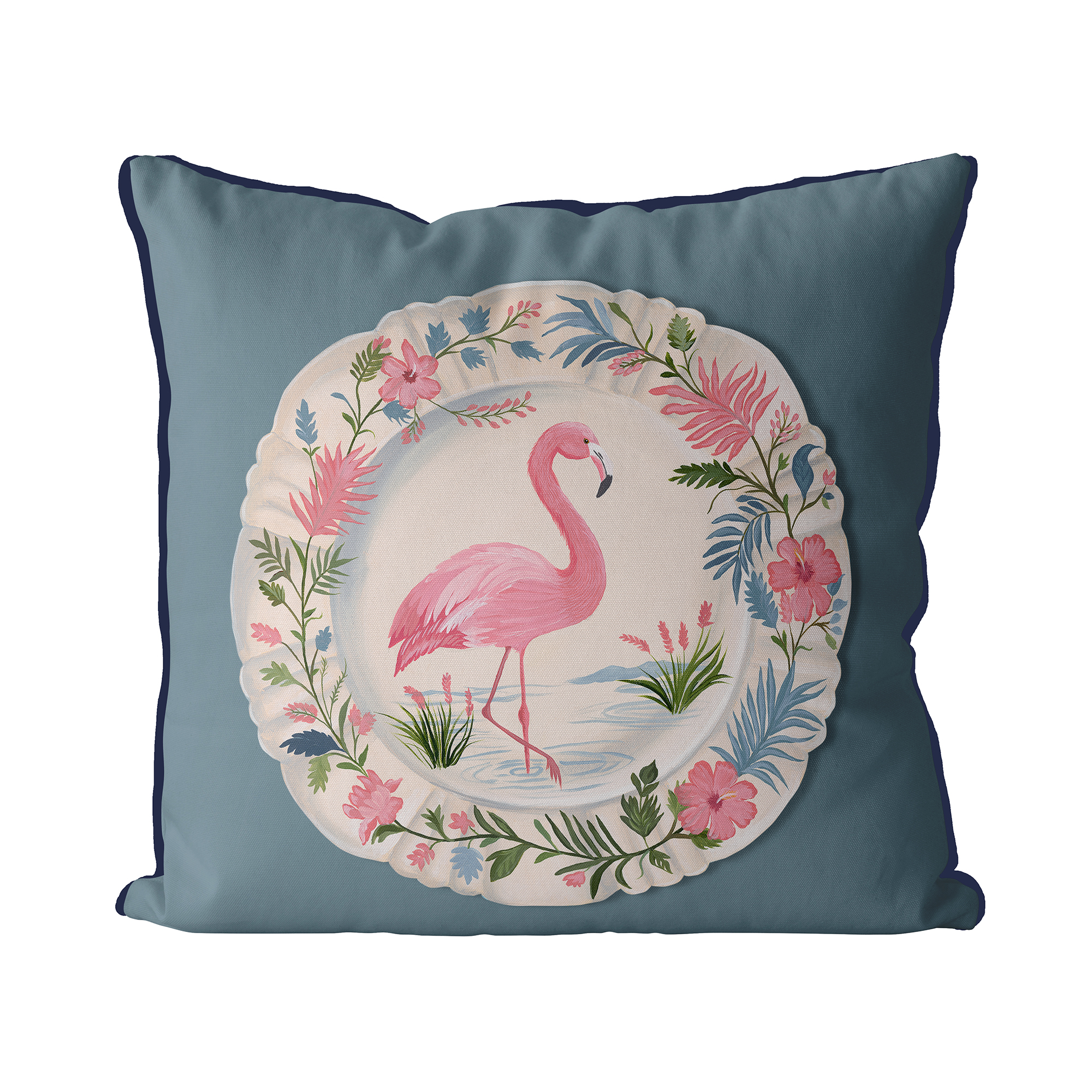 The Aviary Table Flamingo Cushion Cover Choice of Cotton or Luxury Velvet
