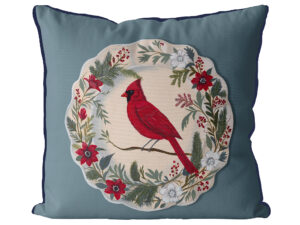 The Aviary Table Red Cardinal Cushion Cover Choice of Cotton or Luxury Velvet