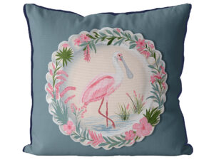The Aviary Table Spoonbill Cushion Cover Choice of Cotton or Luxury Velvet
