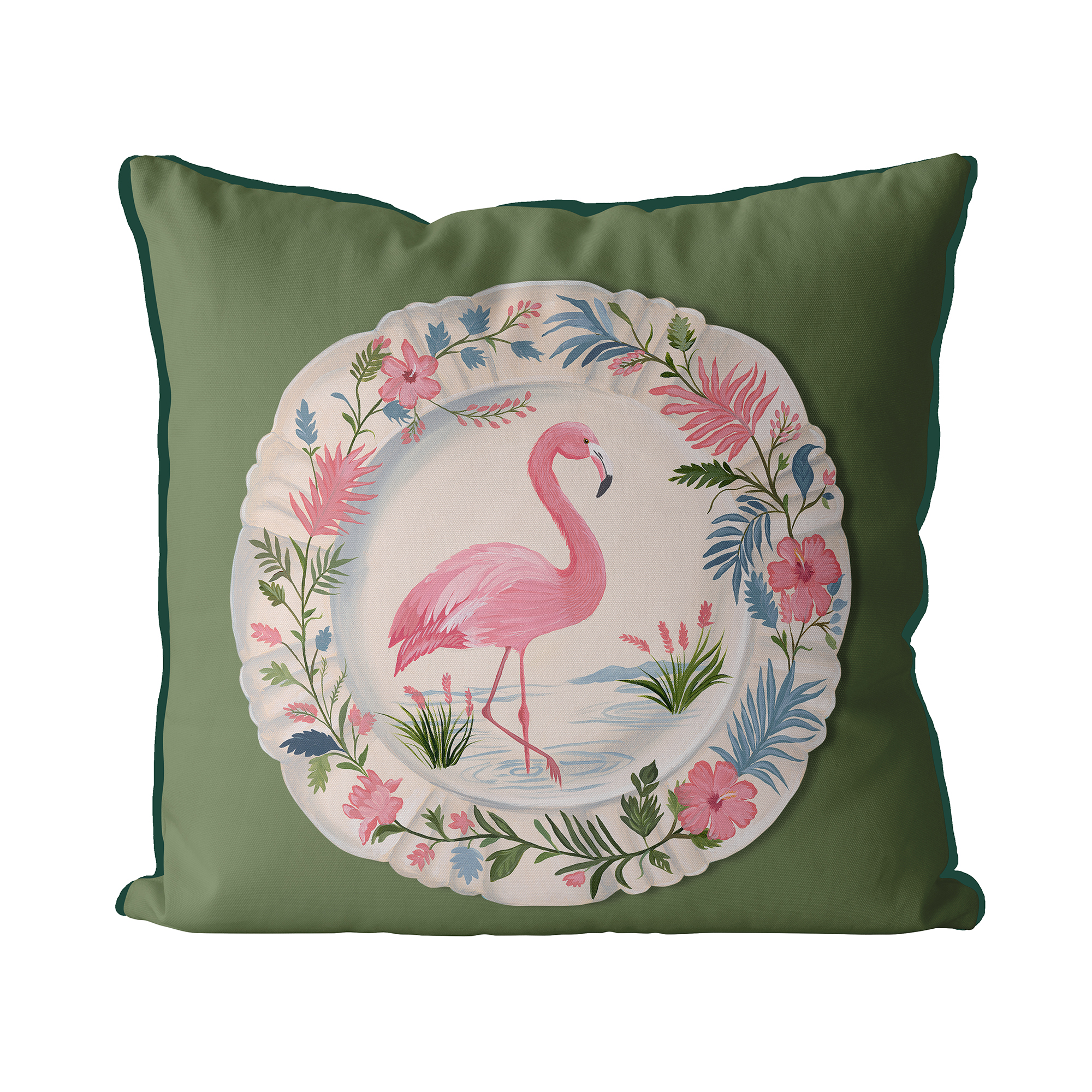 The Aviary Table Flamingo Cushion Cover Choice of Cotton or Luxury Velvet - Image 3