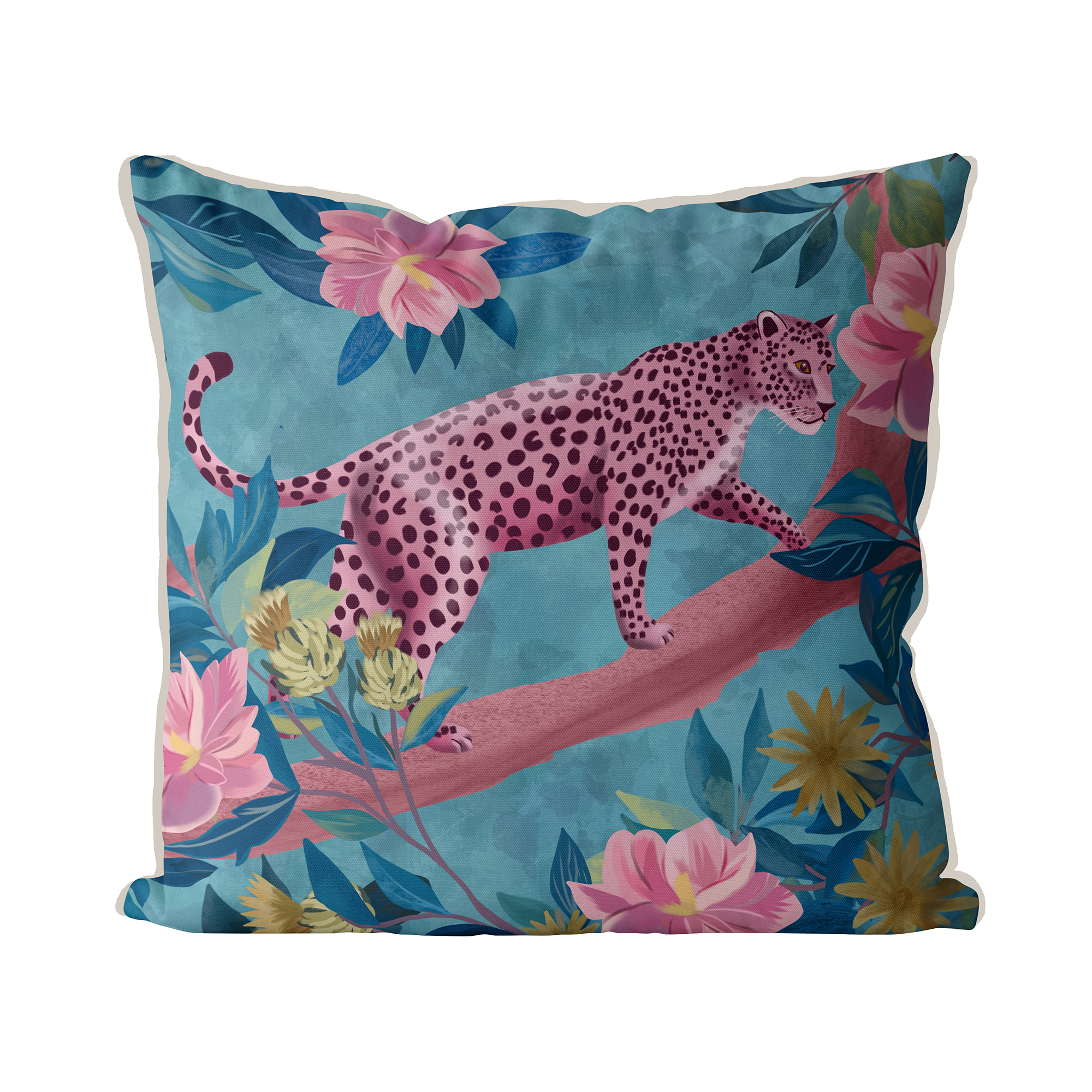 Blush Leopards Bloom Cushion Cover Choice of Cotton or Luxury Velvet