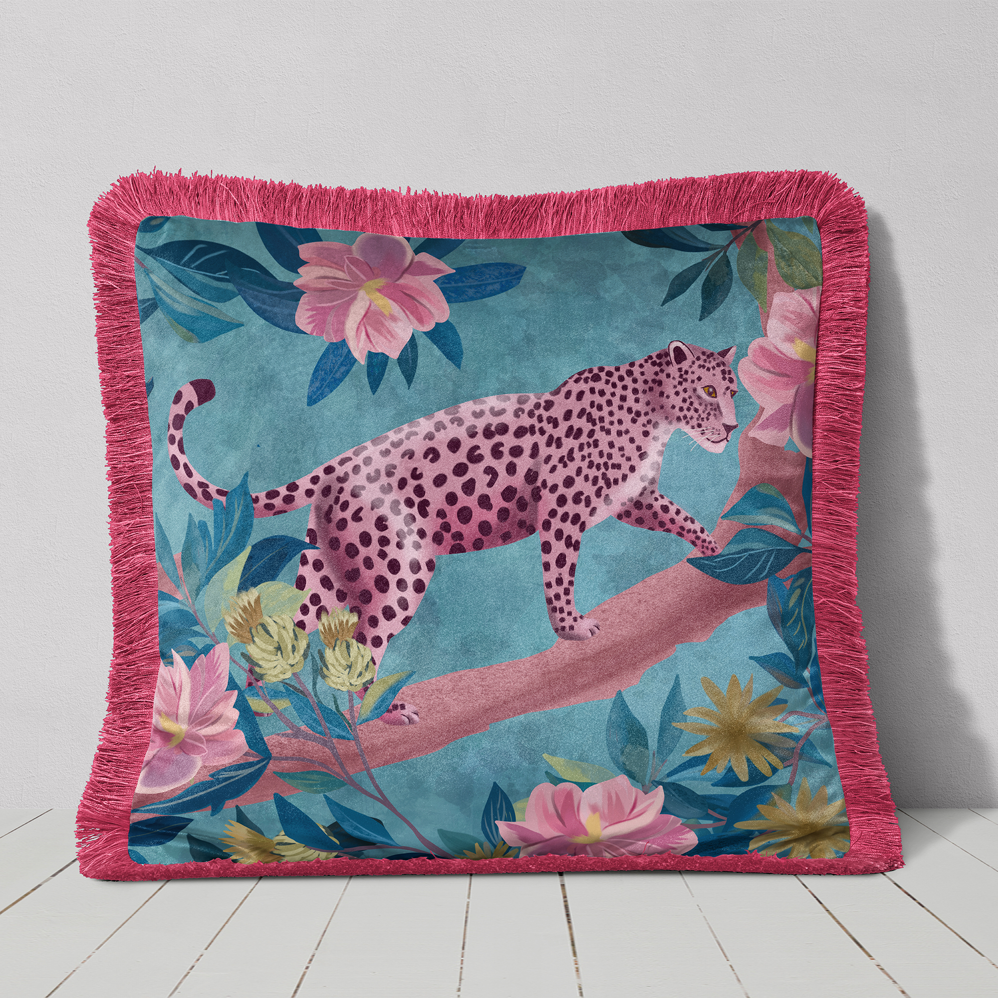 Blush Leopards Bloom Cushion Cover Choice of Cotton or Luxury Velvet - Image 2