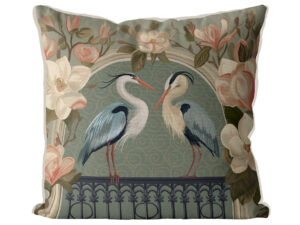 Heron Garden Cushion Cover Choice of Cotton or Luxury Velvet