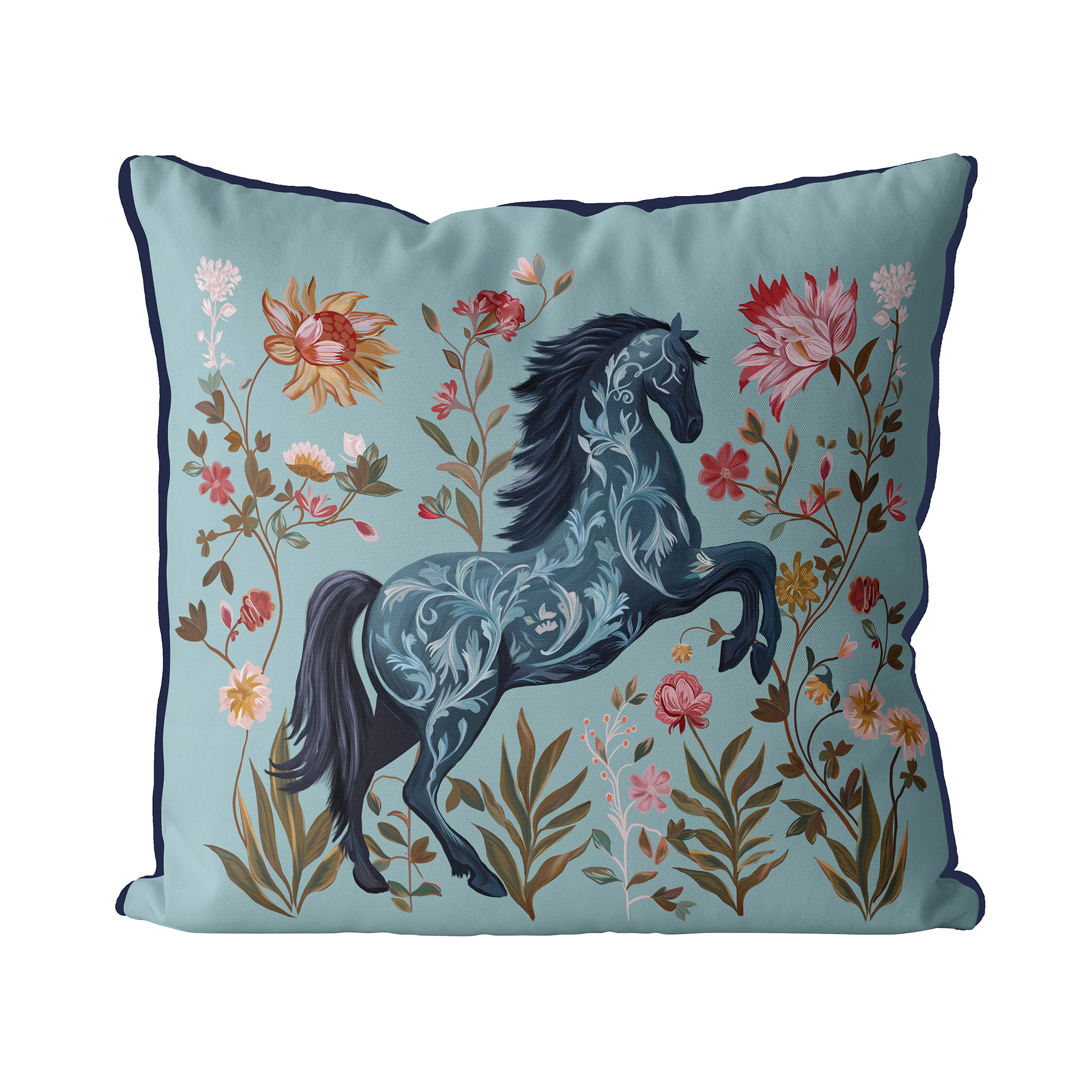 Midnight Stallion Cushion Cover Choice of Cotton or Luxury Velvet