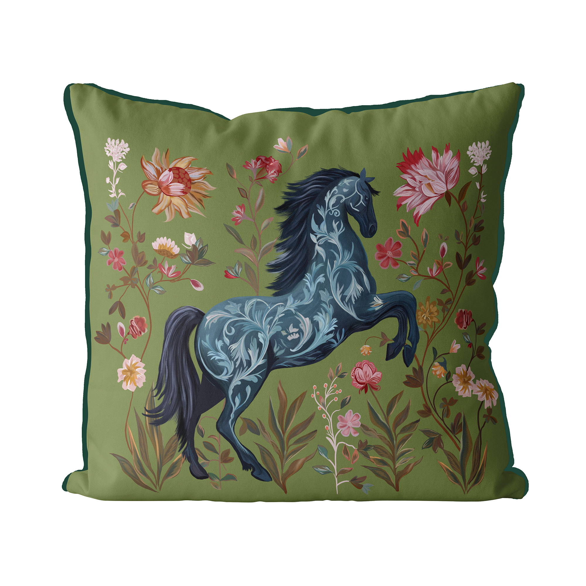 Midnight Stallion Cushion Cover Choice of Cotton or Luxury Velvet - Image 3