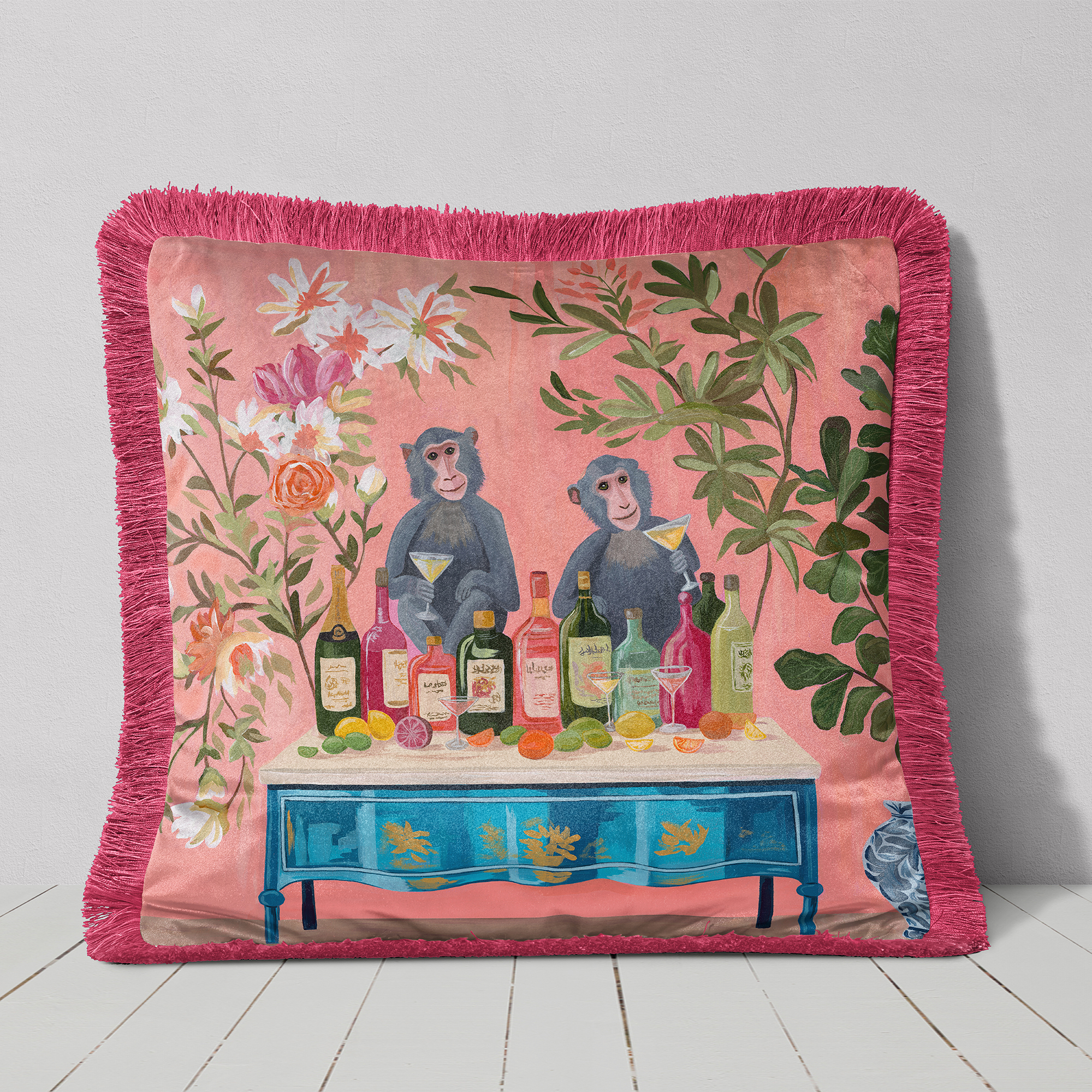 Monkey Bar Party Cushion Cover Choice of Cotton or Luxury Velvet - Image 2