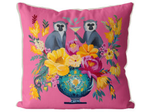 Monkey Lemon Fizz Cushion Cover Choice of Cotton or Luxury Velvet