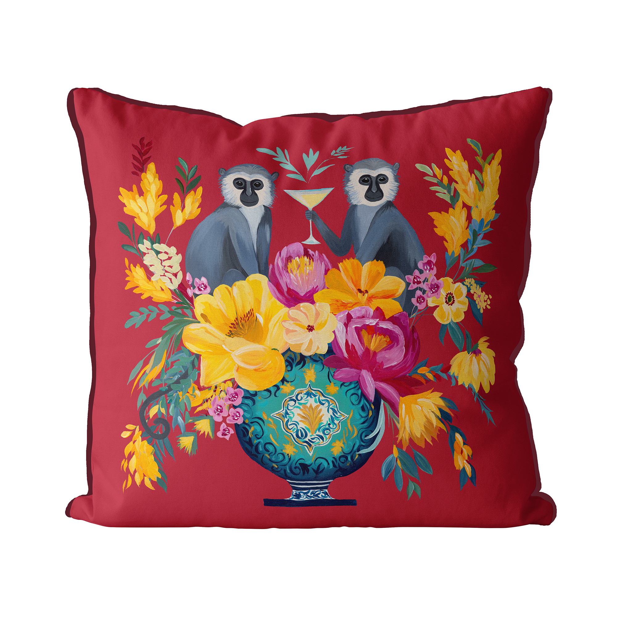 Monkey Lemon Fizz Cushion Cover Choice of Cotton or Luxury Velvet - Image 7