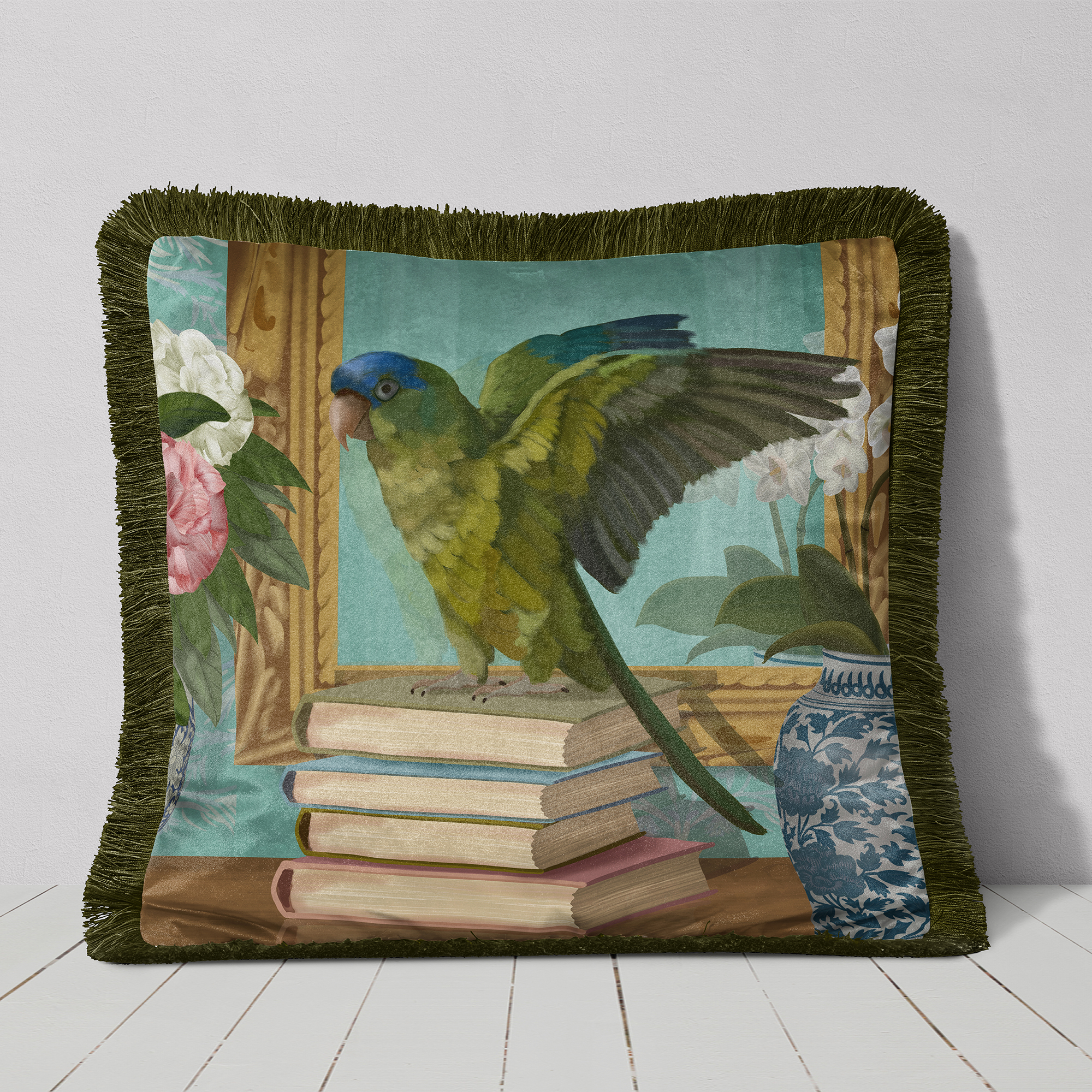 Parlour Parrot Perch Cushion Cover Choice of Cotton or Luxury Velvet - Image 2