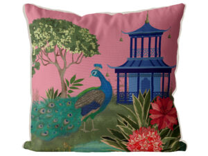 The Peacock House Garden Pavilion Cushion Cover Choice of Cotton or Luxury Velvet