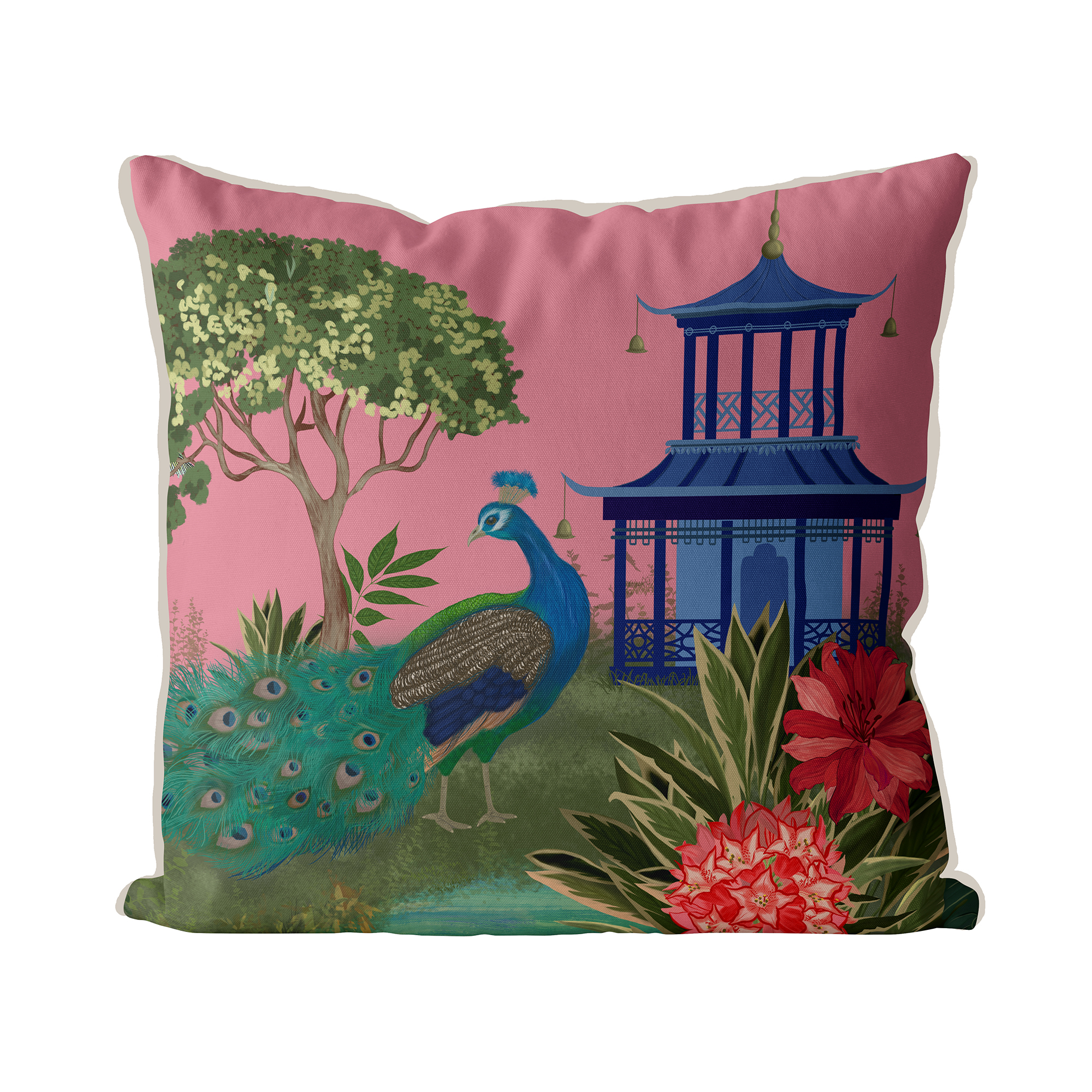 The Peacock House Garden Pavilion Cushion Cover Choice of Cotton or Luxury Velvet