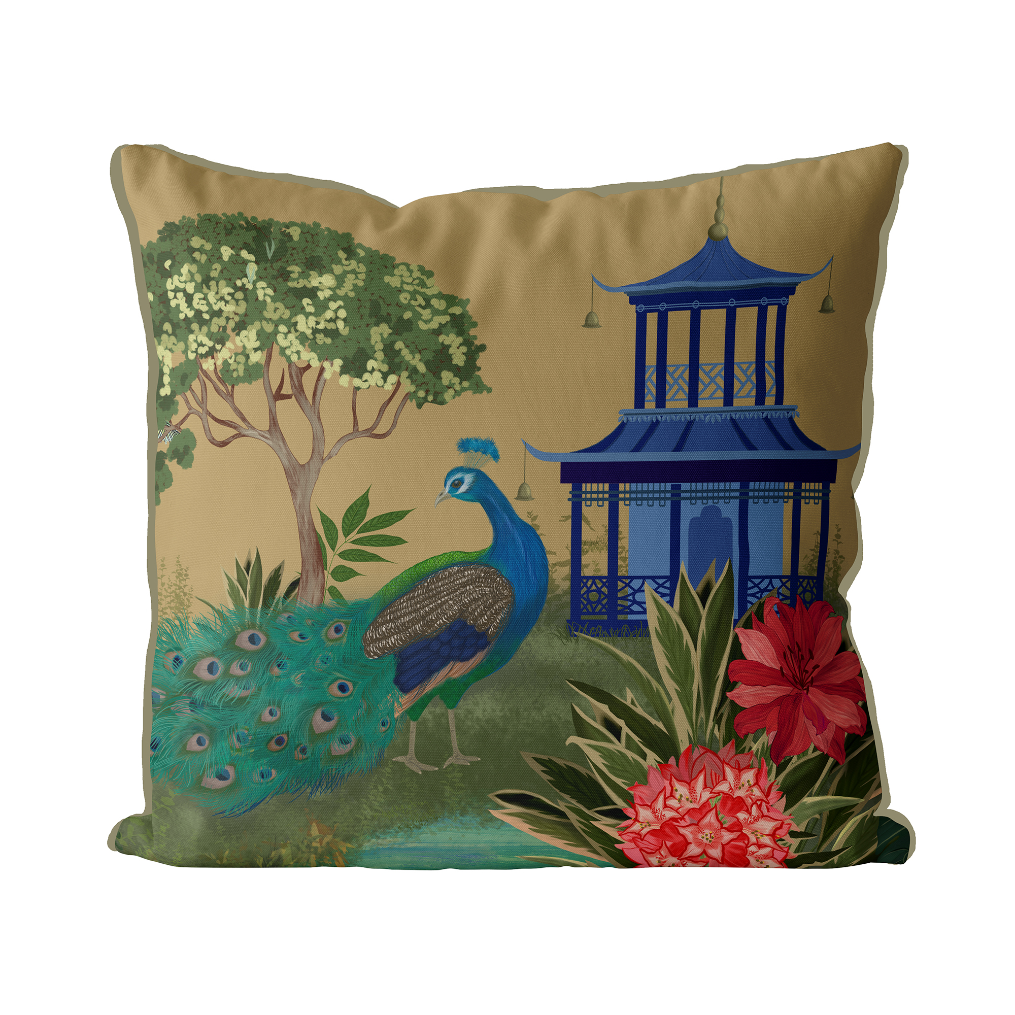 The Peacock House Garden Pavilion Cushion Cover Choice of Cotton or Luxury Velvet - Image 3