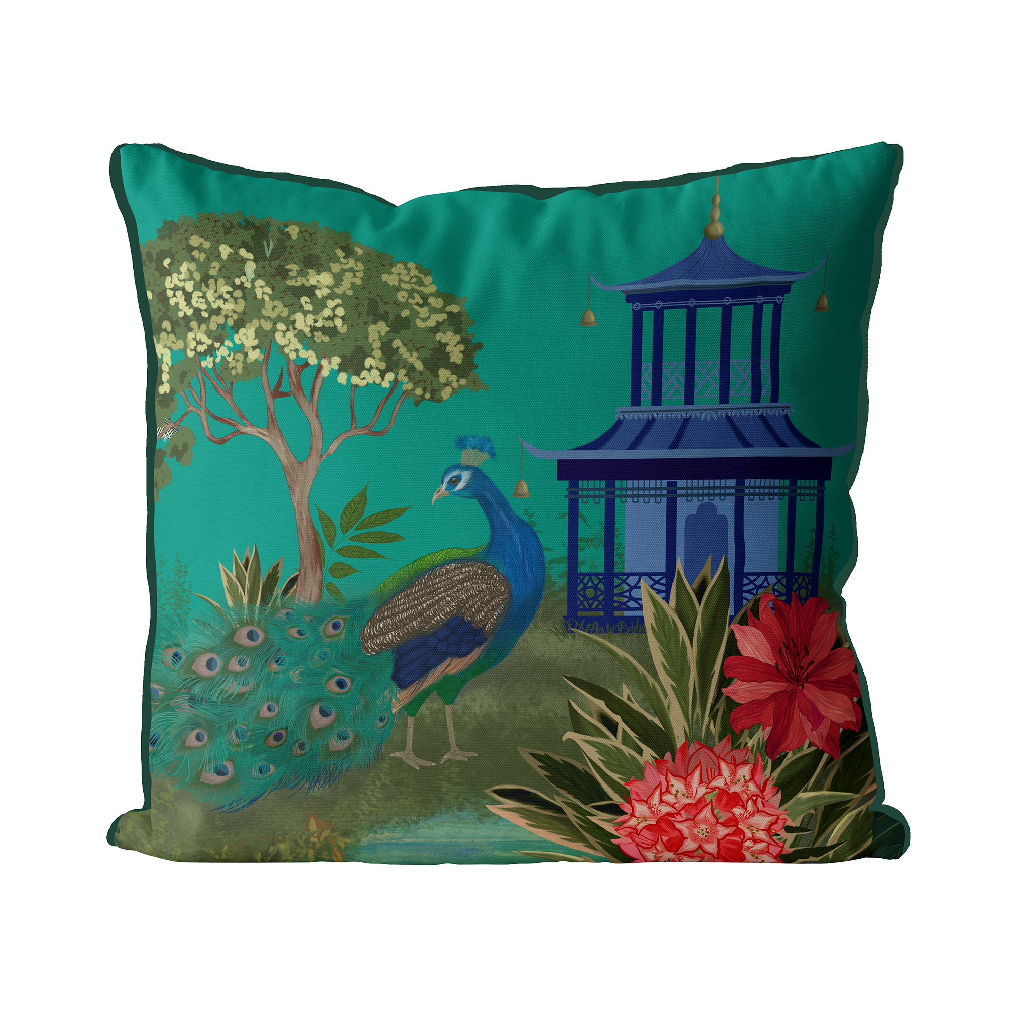 The Peacock House Garden Pavilion Cushion Cover Choice of Cotton or Luxury Velvet - Image 5