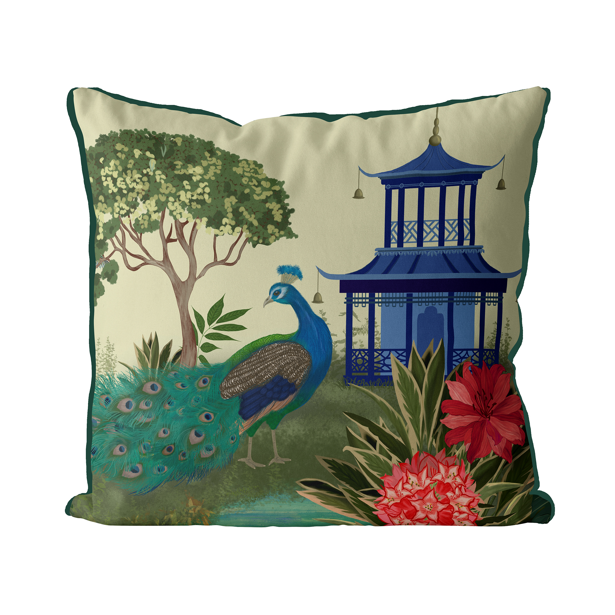 The Peacock House Garden Pavilion Cushion Cover Choice of Cotton or Luxury Velvet - Image 7