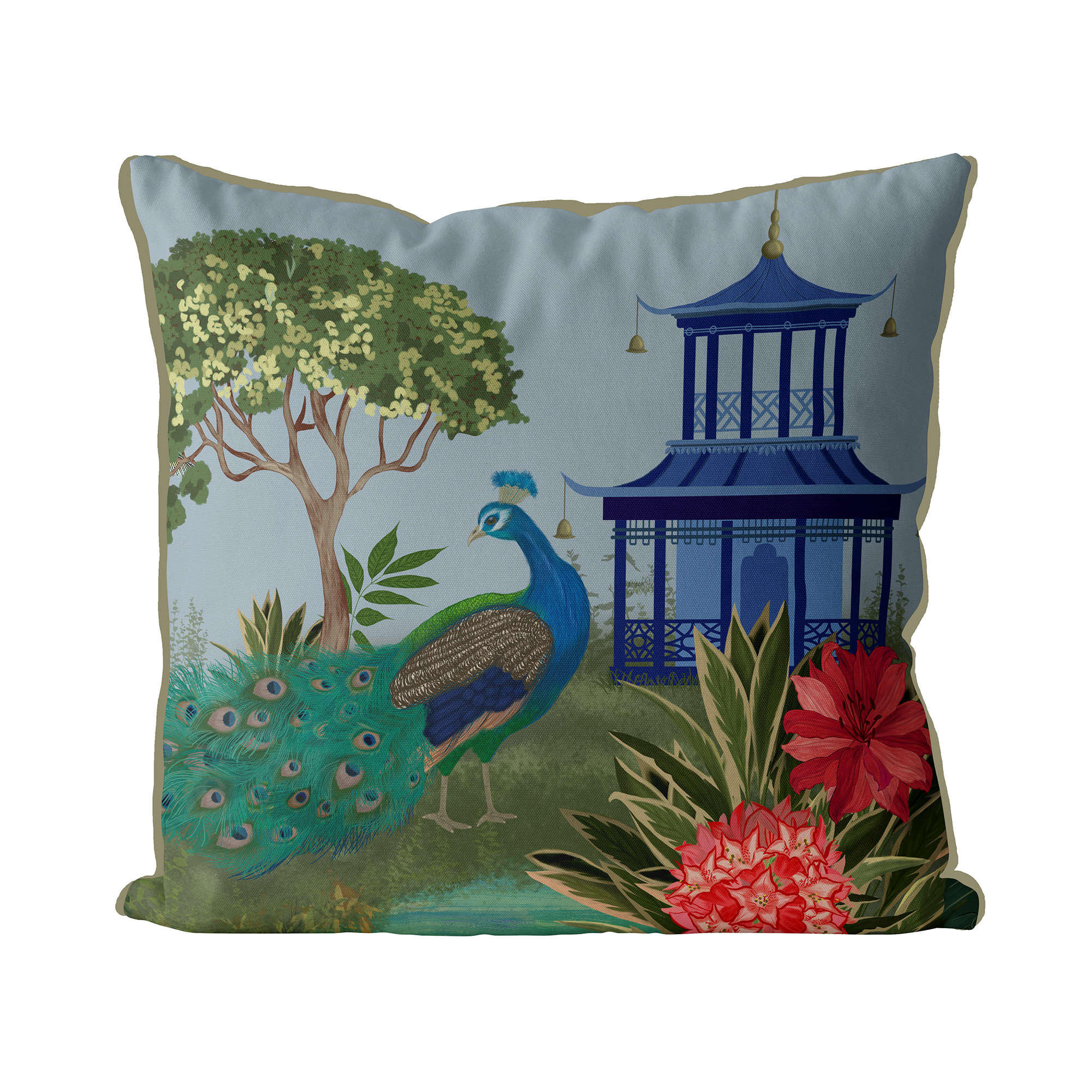 The Peacock House Garden Pavilion Cushion Cover Choice of Cotton or Luxury Velvet - Image 9