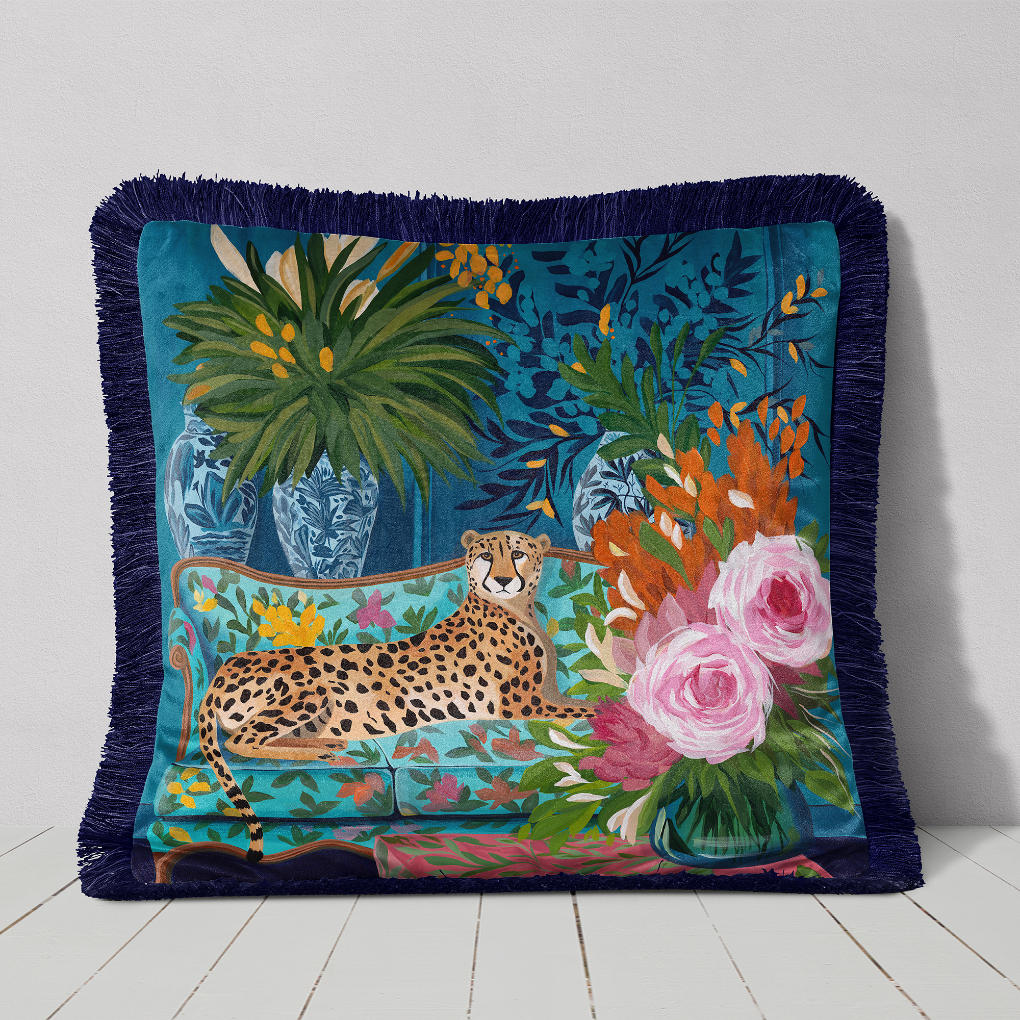 Lady of The Blue Room Cushion Cover Choice of Cotton or Luxury Velvet - Image 2