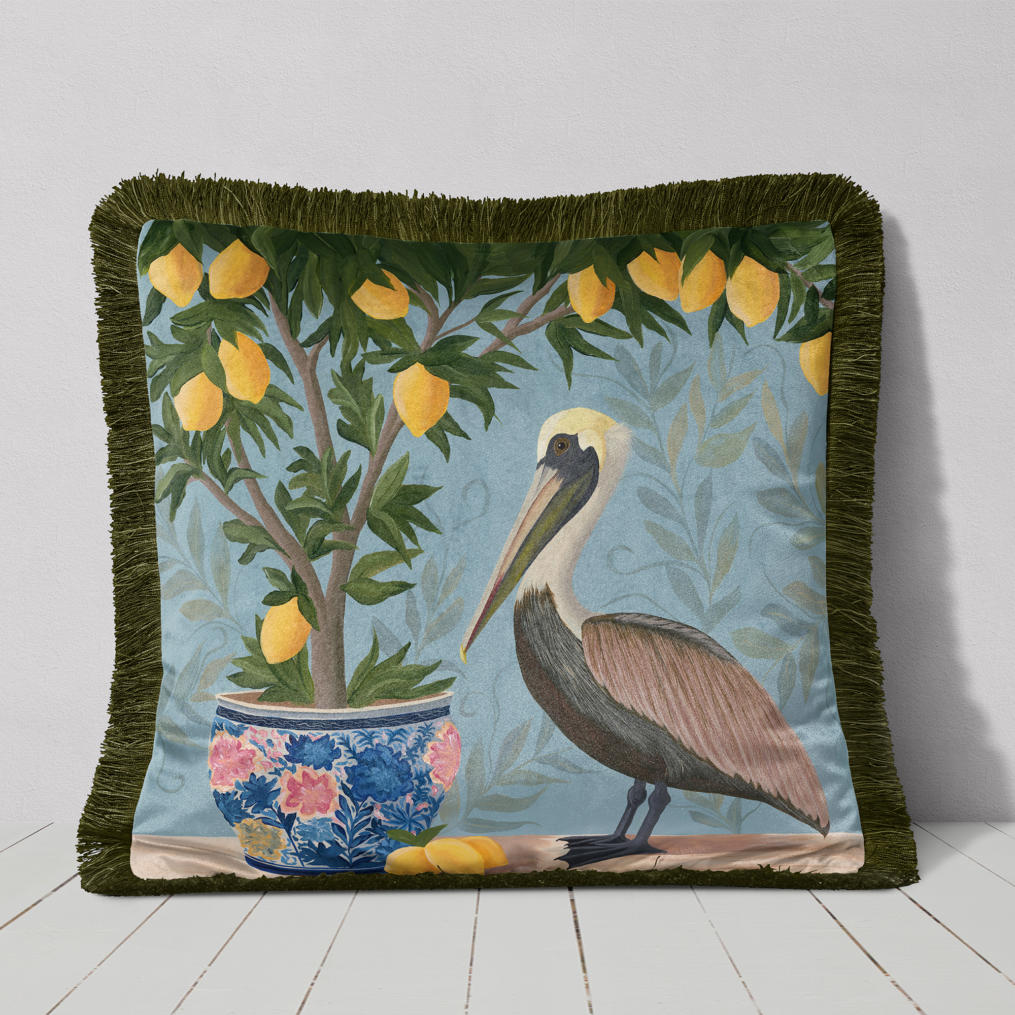 Lemon Thief Tree Cushion Cover Choice of Cotton or Luxury Velvet - Image 2