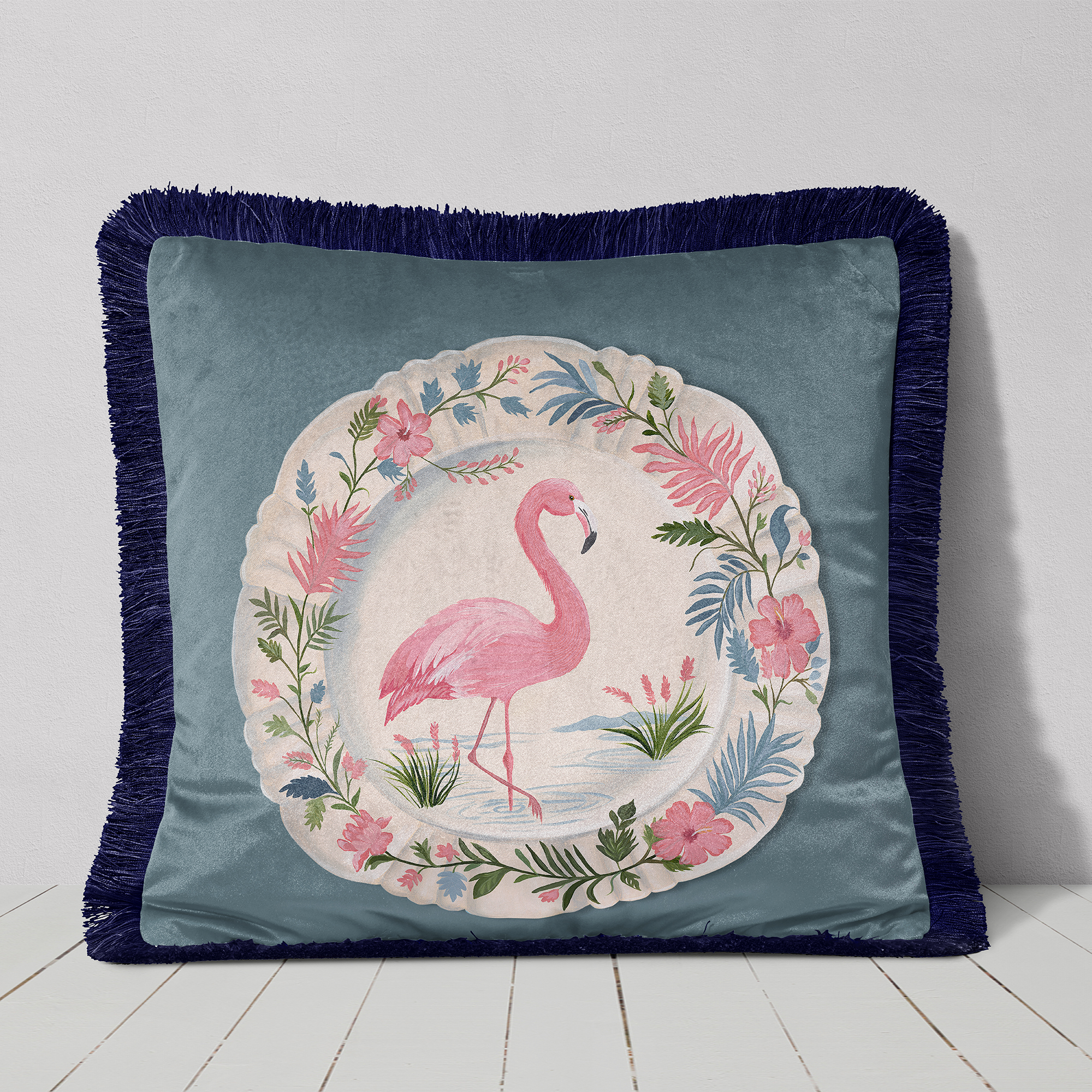 The Aviary Table Flamingo Cushion Cover Choice of Cotton or Luxury Velvet - Image 2