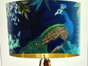 Peacock Garden on Blue
