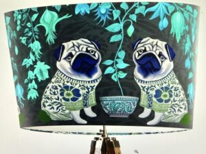 Chinoiserie Pug Twins on Charcoal