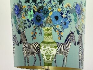 Chinoiserie Lampshade, Zebra Twins on Aquamarine