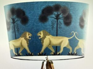 Lion Under Palm Lagoon, Animalia Blue