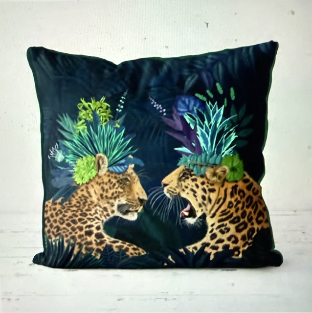 Hot House Leopards, Tropical Cushion Cover