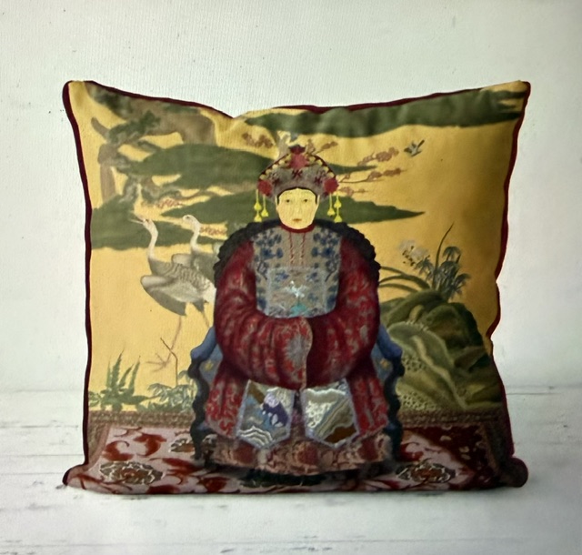 Chinese Ancestor Empress Cushion Cover – Portrait in Blue or Red Robes