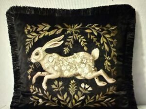 The White Hare Luxury Fringed Velvet Cushion Cover