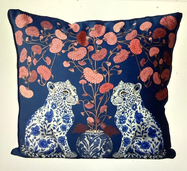 Chinoiserie Leopard Twins Cushion Pillow Cover