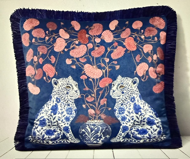 Chinoiserie Leopard Twins Cushion Pillow Cover - Image 2
