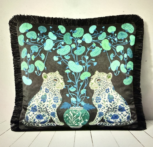 Chinoiserie Leopard Twins Cushion Pillow Cover - Image 4