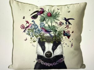 Badger Birdkeeper, Cushion Cover Cotton/Linen