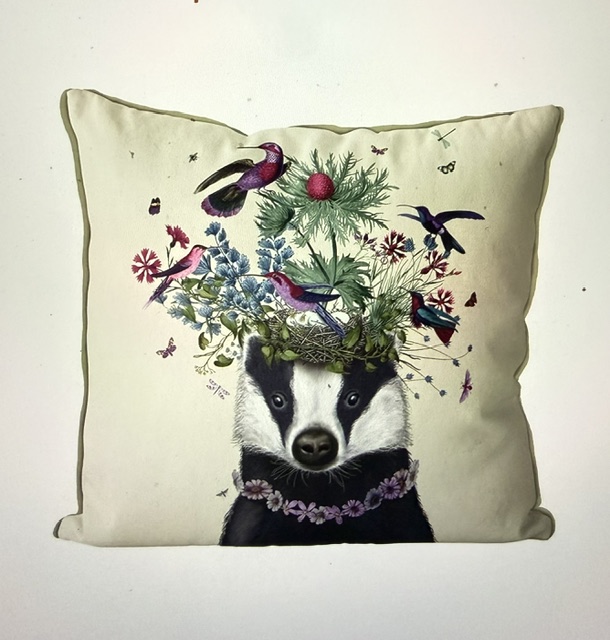 Badger Birdkeeper, Cushion Cover Cotton/Linen