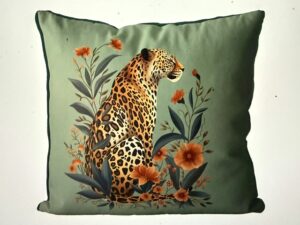 Leopard Orange Flowers 1 Cushion Cover