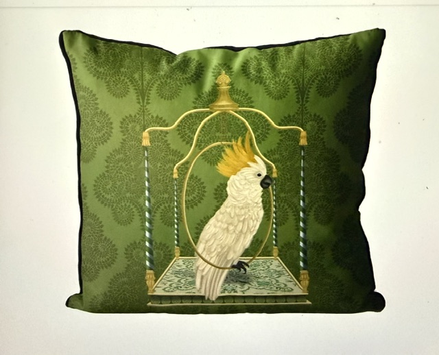White Cockatoo on Swing, Bird Cushion Cover - Image 4