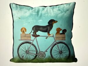 Dachshunds on Bicycle, Cushion